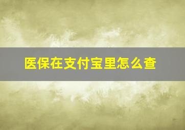 医保在支付宝里怎么查