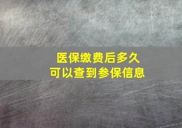 医保缴费后多久可以查到参保信息