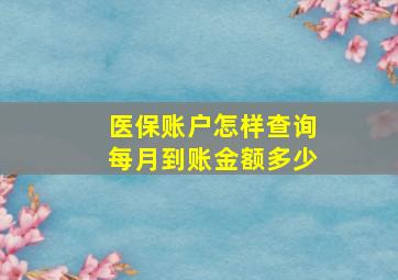 医保账户怎样查询每月到账金额多少