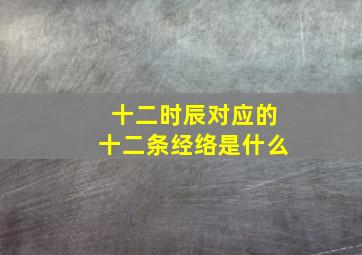 十二时辰对应的十二条经络是什么