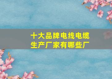 十大品牌电线电缆生产厂家有哪些厂