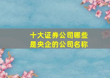 十大证券公司哪些是央企的公司名称