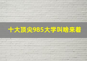 十大顶尖985大学叫啥来着