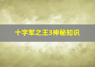 十字军之王3神秘知识