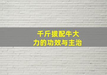 千斤拔配牛大力的功效与主治