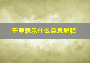 千里表示什么意思解释