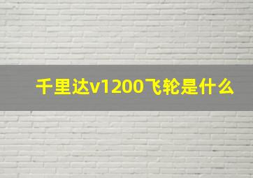 千里达v1200飞轮是什么