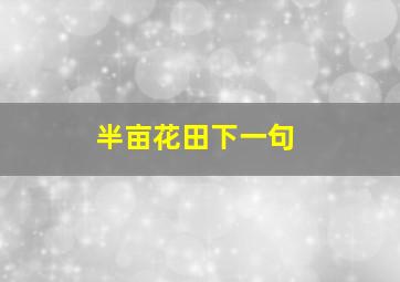 半亩花田下一句