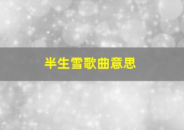 半生雪歌曲意思