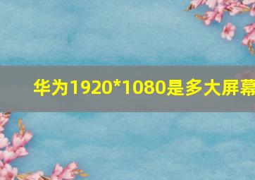 华为1920*1080是多大屏幕