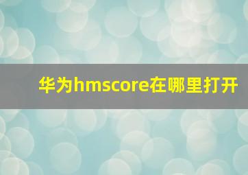 华为hmscore在哪里打开