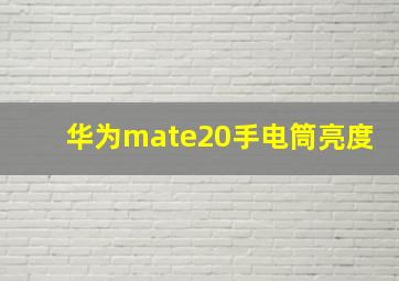 华为mate20手电筒亮度