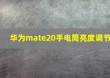 华为mate20手电筒亮度调节