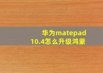 华为matepad10.4怎么升级鸿蒙