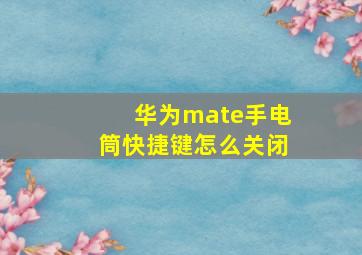 华为mate手电筒快捷键怎么关闭