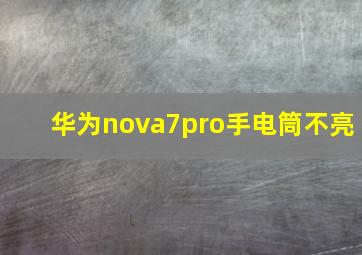 华为nova7pro手电筒不亮