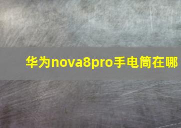 华为nova8pro手电筒在哪