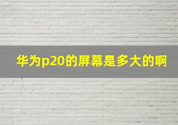 华为p20的屏幕是多大的啊