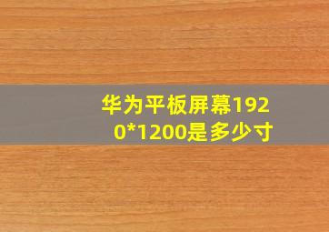 华为平板屏幕1920*1200是多少寸