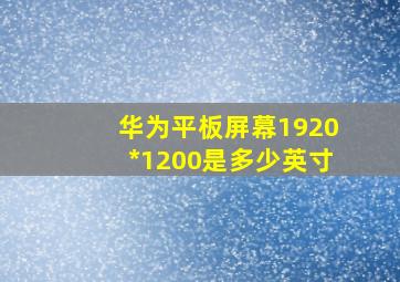 华为平板屏幕1920*1200是多少英寸