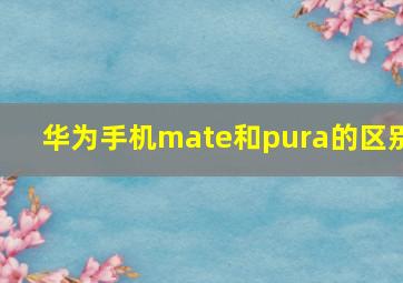 华为手机mate和pura的区别