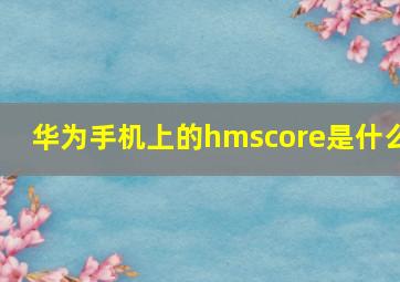 华为手机上的hmscore是什么