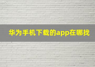 华为手机下载的app在哪找