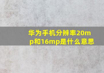 华为手机分辨率20mp和16mp是什么意思