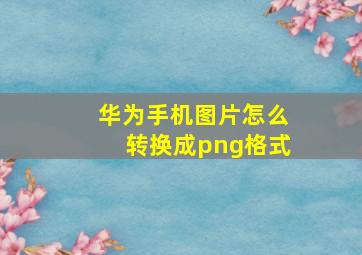 华为手机图片怎么转换成png格式