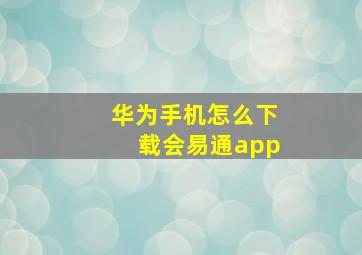 华为手机怎么下载会易通app