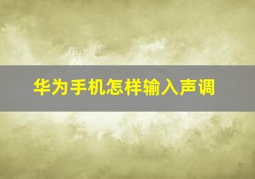 华为手机怎样输入声调