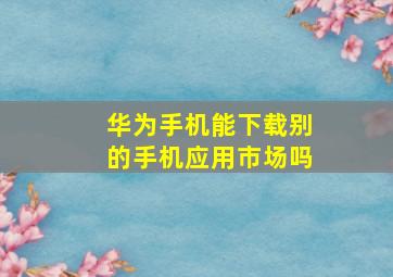 华为手机能下载别的手机应用市场吗