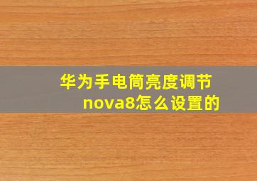 华为手电筒亮度调节nova8怎么设置的