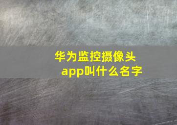 华为监控摄像头app叫什么名字