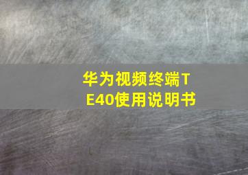 华为视频终端TE40使用说明书