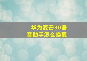 华为麦芒30语音助手怎么唤醒