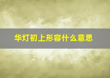 华灯初上形容什么意思