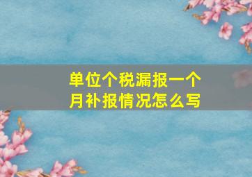 单位个税漏报一个月补报情况怎么写