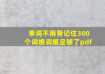 单词不用背记住300个词根词缀足够了pdf