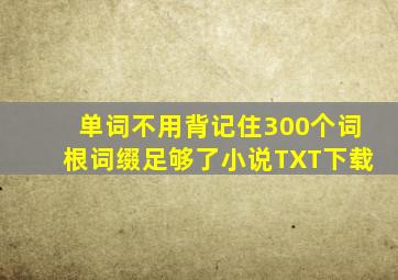 单词不用背记住300个词根词缀足够了小说TXT下载