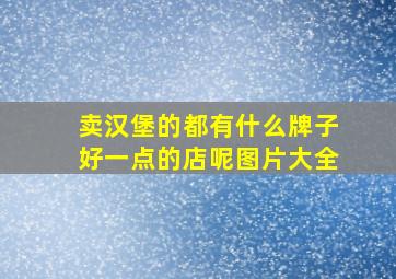 卖汉堡的都有什么牌子好一点的店呢图片大全