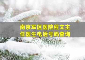 南京军区医院程文主任医生电话号码查询