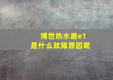 博世热水器e1是什么故障原因呢