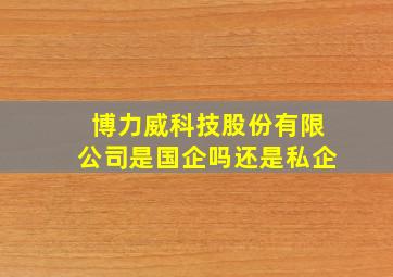 博力威科技股份有限公司是国企吗还是私企