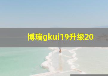 博瑞gkui19升级20