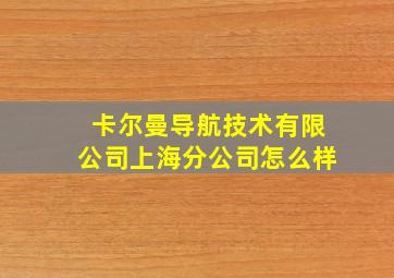 卡尔曼导航技术有限公司上海分公司怎么样