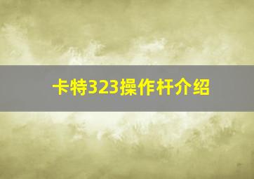 卡特323操作杆介绍