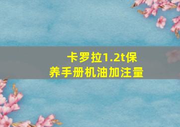 卡罗拉1.2t保养手册机油加注量