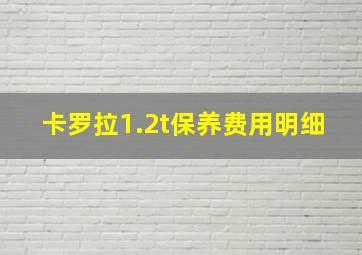 卡罗拉1.2t保养费用明细