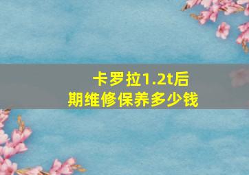 卡罗拉1.2t后期维修保养多少钱